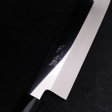 Usuba(Kanto) Honyaki Silver Steel #3 Mirror Finish Buffalo Ebony Handle 180mm-[Musashi]-[Japanese-Kitchen-Knives]