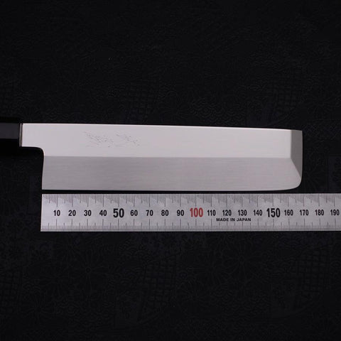 Usuba(Kanto) Honyaki Silver Steel #3 Mirror Finish Buffalo Ebony Handle 180mm-[Musashi]-[Japanese-Kitchen-Knives]