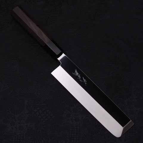 Usuba(Kanto) Honyaki Silver Steel #3 Mirror Finish Buffalo Ebony Handle 180mm-[Musashi]-[Japanese-Kitchen-Knives]