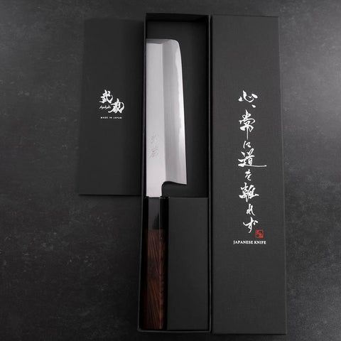Usuba(Kanto) White Steel #2 Kasumi Buffalo Ebony Handle 165mm-[Musashi]-[Japanese-Kitchen-Knives]