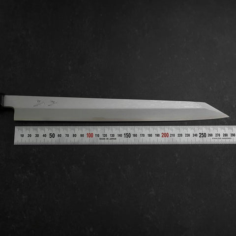 Yanagi Kiritsuke Blue Steel #1 Suminagashi Buffalo Ebony Handle With Sheath 300mm-[Musashi]-[Japanese-Kitchen-Knives]