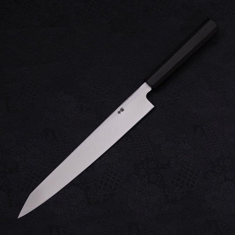 Yanagi Kiritsuke Blue Steel #2 Kasumi Buffalo Ebony Handle 240mm-[Musashi]-[Japanese-Kitchen-Knives]