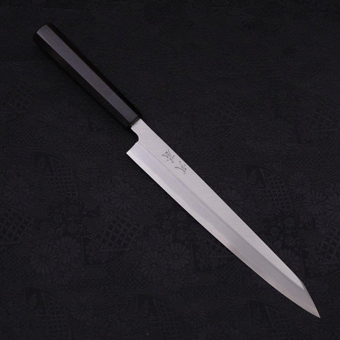 Yanagi Kiritsuke Blue Steel #2 Kasumi Buffalo Ebony Handle 240mm-[Musashi]-[Japanese-Kitchen-Knives]