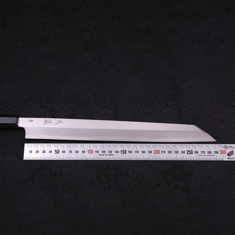 Yanagi Kiritsuke Blue Steel #2 Kasumi Buffalo Ebony Handle 300mm-[Musashi]-[Japanese-Kitchen-Knives]