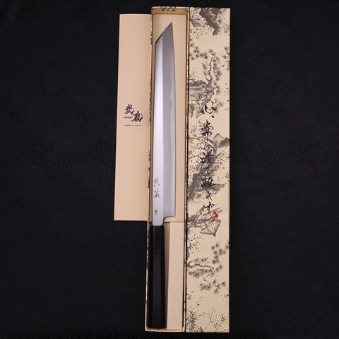 Yanagi Kiritsuke Blue Steel #2 Kasumi Buffalo Ebony Handle 300mm-[Musashi]-[Japanese-Kitchen-Knives]