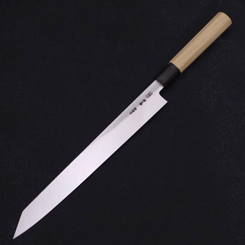 Yanagi Kiritsuke Blue Steel #2 Kasumi Magnolia Buffalo Handle 270mm-[Musashi]-[Japanese-Kitchen-Knives]