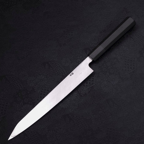 Yanagi Kiritsuke Blue Steel #2 Kurouchi Buffalo Ebony Handle 240mm-[Musashi]-[Japanese-Kitchen-Knives]