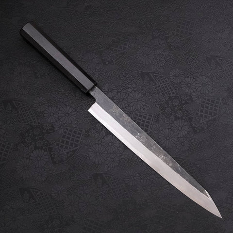 Yanagi Kiritsuke Blue Steel #2 Kurouchi Buffalo Ebony Handle 240mm-[Musashi]-[Japanese-Kitchen-Knives]