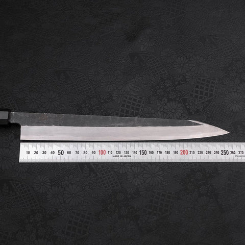 Yanagi Kiritsuke Blue Steel #2 Kurouchi Buffalo Ebony Handle 270mm-[Musashi]-[Japanese-Kitchen-Knives]