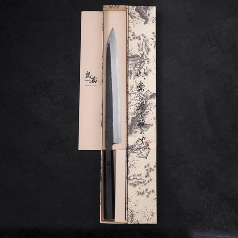 Yanagi Kiritsuke Blue Steel #2 Kurouchi Buffalo Ebony Handle 270mm-[Musashi]-[Japanese-Kitchen-Knives]