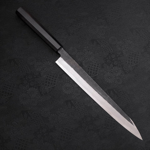Yanagi Kiritsuke Blue Steel #2 Kurouchi Buffalo Ebony Handle 270mm-[Musashi]-[Japanese-Kitchen-Knives]