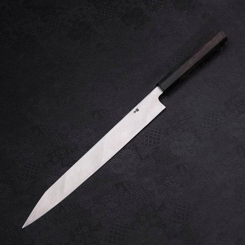 Yanagi Kiritsuke Blue Steel #2 Kurouchi Buffalo Ebony Handle 300mm-[Musashi]-[Japanese-Kitchen-Knives]