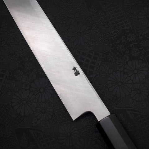 Yanagi Kiritsuke Blue Steel #2 Kurouchi Buffalo Ebony Handle 300mm-[Musashi]-[Japanese-Kitchen-Knives]