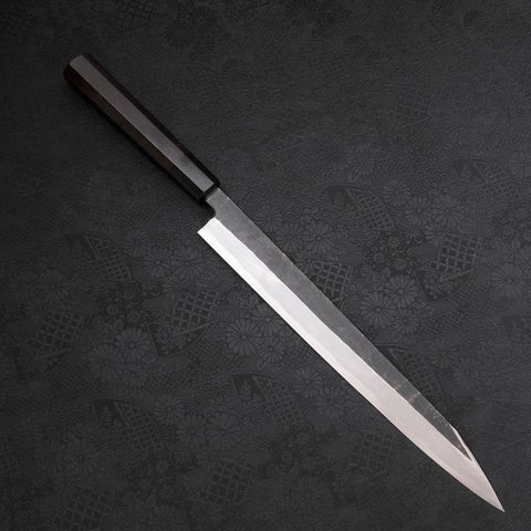 Yanagi Kiritsuke Blue Steel #2 Kurouchi Buffalo Ebony Handle 300mm-[Musashi]-[Japanese-Kitchen-Knives]
