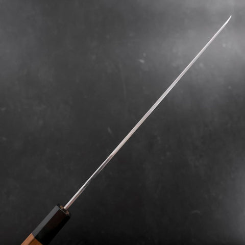 Yanagi Kiritsuke Silver Steel #3 Damascus Mirror Buffalo Teak Handle 300mm-[Musashi]-[Japanese-Kitchen-Knives]