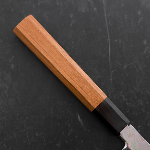 Yanagi Kiritsuke Silver Steel #3 Damascus Mirror Buffalo Teak Handle 300mm-[Musashi]-[Japanese-Kitchen-Knives]