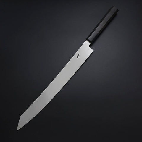 Yanagi Kiritsuke Silver Steel #3 Kasumi Buffalo Ebony Handle 300mm-[Musashi]-[Japanese-Kitchen-Knives]