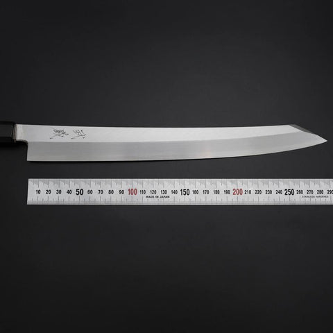 Yanagi Kiritsuke Silver Steel #3 Kasumi Buffalo Ebony Handle 300mm-[Musashi]-[Japanese-Kitchen-Knives]