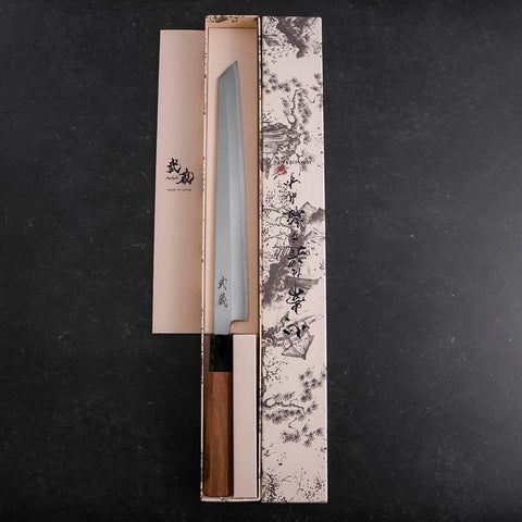 Yanagi Kiritsuke White Steel #2 Kasumi Buffalo Teak Handle 270mm-[Musashi]-[Japanese-Kitchen-Knives]