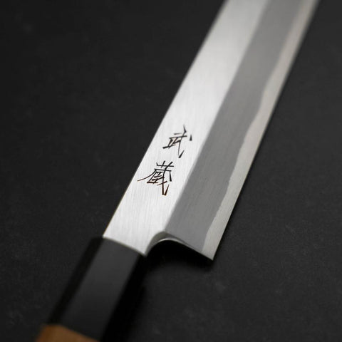 Yanagi Kiritsuke White Steel #2 Kasumi Buffalo Teak Handle 300mm-[Musashi]-[Japanese-Kitchen-Knives]