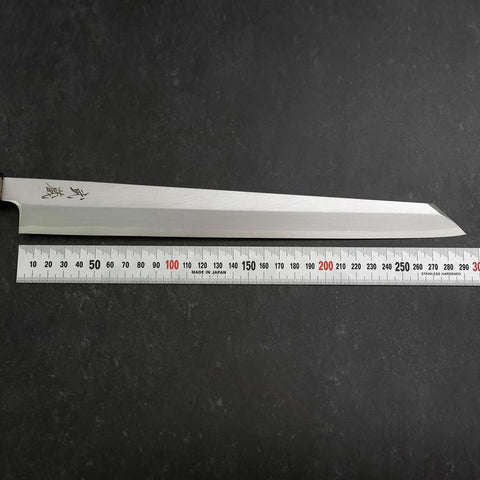 Yanagi Kiritsuke White Steel #2 Kasumi Buffalo Teak Handle 300mm-[Musashi]-[Japanese-Kitchen-Knives]