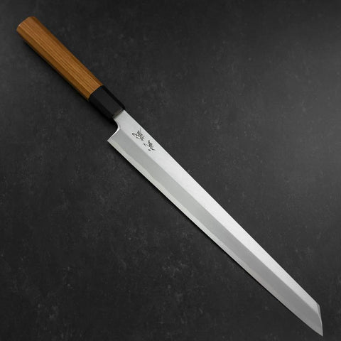 Yanagi Kiritsuke White Steel #2 Kasumi Buffalo Teak Handle 300mm-[Musashi]-[Japanese-Kitchen-Knives]