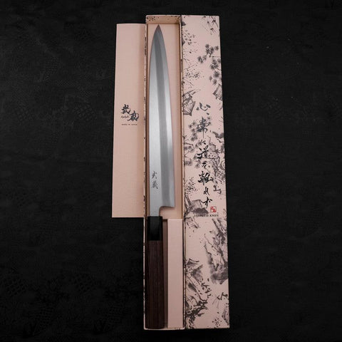 Yanagiba AUS-10 Polished Buffalo Wenge Handle 300mm-[Musashi]-[Japanese-Kitchen-Knives]