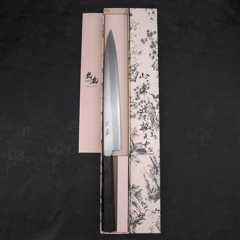 Yanagiba AUS-10 Polished Ebony Handle 270mm (10.6”)-[Musashi]-[Japanese-Kitchen-Knives]