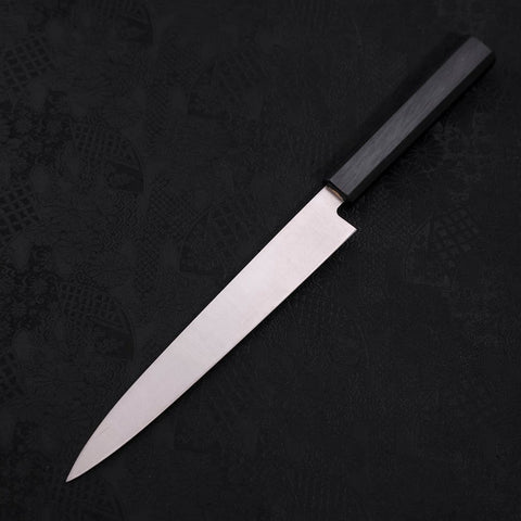 Yanagiba AUS-8 Polished Dark Blue Urushi Handle 210mm-[Musashi]-[Japanese-Kitchen-Knives]