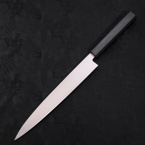 Yanagiba AUS-8 Polished Dark Blue Urushi Handle 240mm (9.4”)-[Musashi]-[Japanese-Kitchen-Knives]
