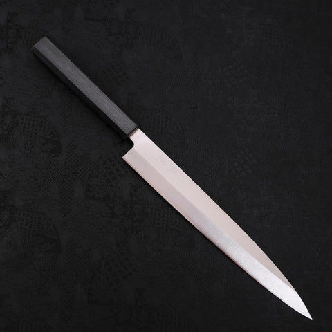 Yanagiba AUS-8 Polished Dark Blue Urushi Handle 240mm (9.4”)-[Musashi]-[Japanese-Kitchen-Knives]