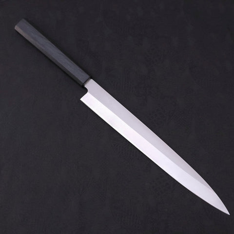 Yanagiba AUS-8 Polished Dark Blue Urushi Handle 270mm (10.6”)-[Musashi]-[Japanese-Kitchen-Knives]