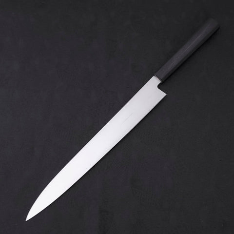 Yanagiba AUS-8 Polished Dark Blue Urushi Handle 300mm-[Musashi]-[Japanese-Kitchen-Knives]