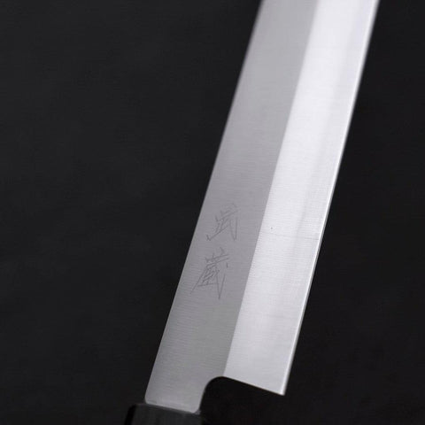Yanagiba AUS-8 Polished Dark Blue Urushi Handle 300mm-[Musashi]-[Japanese-Kitchen-Knives]