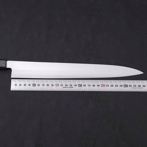 Yanagiba AUS-8 Polished Dark Blue Urushi Handle 300mm-[Musashi]-[Japanese-Kitchen-Knives]