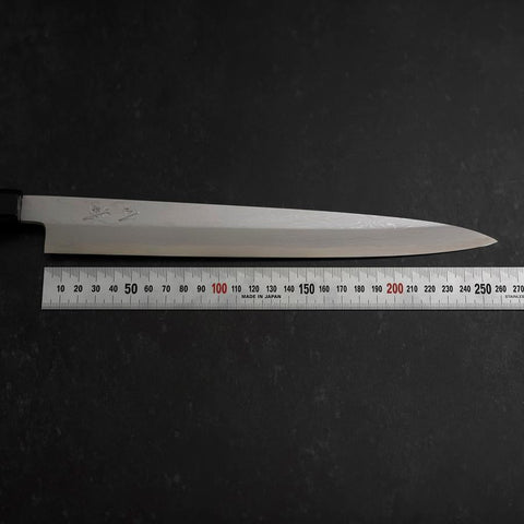 Yanagiba Blue Steel #1 Suminagashi Buffalo Ebony Handle With Sheath 270mm (10.6”)-[Musashi]-[Japanese-Kitchen-Knives]