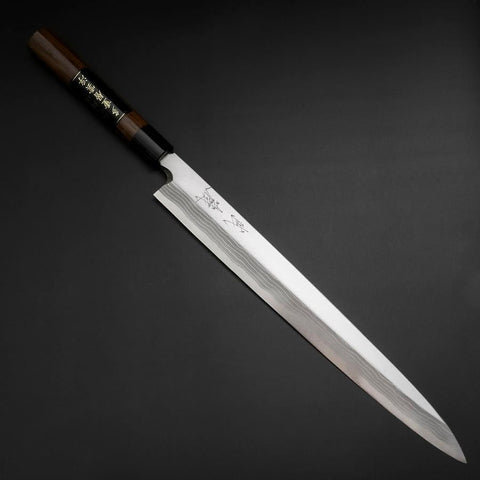 Yanagiba Blue Steel #2 Damascus Shitan Handle 330mm-[Musashi]-[Japanese-Kitchen-Knives]