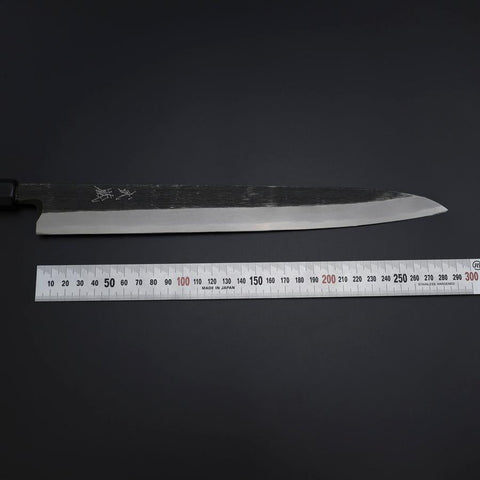 Yanagiba Blue Steel #2 Kurouchi Buffalo Ebony Handle 290mm (11.4”)-[Musashi]-[Japanese-Kitchen-Knives]