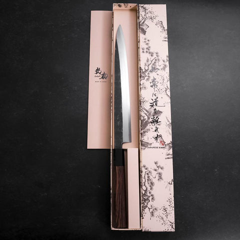Yanagiba Blue Steel #2 Kurouchi Buffalo Wenge Handle 270mm (10.6”)-[Musashi]-[Japanese-Kitchen-Knives]