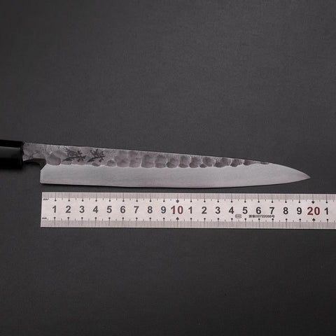 Yanagiba Blue Steel #2 Kurouchi Tsuchime Cherry Handle 200mm-[Musashi]-[Japanese-Kitchen-Knives]