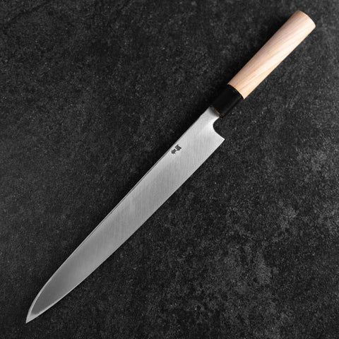 Yanagiba Blue Steel #2 Kurouchi Tsuchime Magnolia Handle 270mm-[Musashi]-[Japanese-Kitchen-Knives]