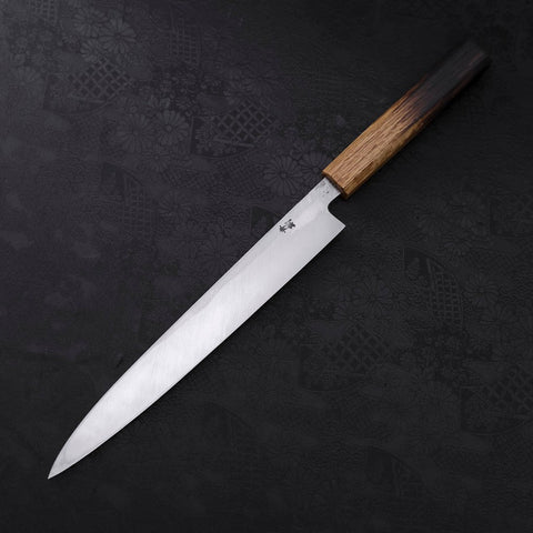 Yanagiba Blue Steel #2 Kurouchi Tsuchime Yaki Urushi Handle 240mm (9.4”)-[Musashi]-[Japanese-Kitchen-Knives]