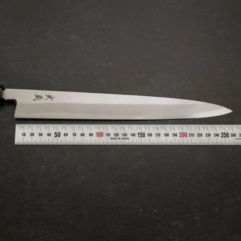 Yanagiba Blue Steel #2 Suminagashi Buffalo Ebony Handle 270mm (10.6”)-[Musashi]-[Japanese-Kitchen-Knives]