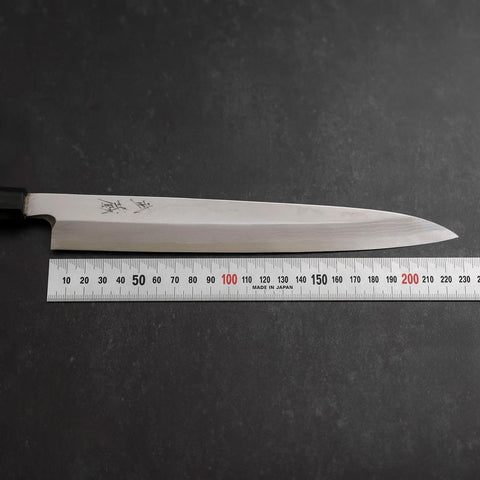 Yanagiba Blue Steel #2 Damascus Buffalo Ebony Handle 210mm-[Musashi]-[Japanese-Kitchen-Knives]