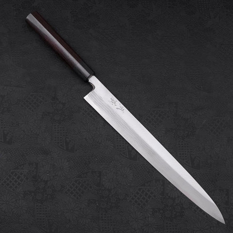 Yanagiba Blue Steel #2 Damascus Shitan Handle 300mm-[Musashi]-[Japanese-Kitchen-Knives]