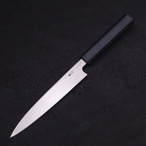 Yanagiba Blue Steel #2 Kasumi Dark-Blue Urushi Handle 180mm-[Musashi]-[Japanese-Kitchen-Knives]