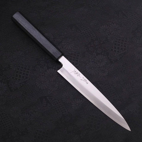 Yanagiba Blue Steel #2 Kasumi Dark-Blue Urushi Handle 180mm-[Musashi]-[Japanese-Kitchen-Knives]