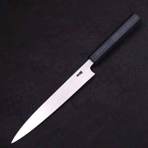 Yanagiba Blue Steel #2 Kasumi Dark-Blue Urushi Handle 210mm-[Musashi]-[Japanese-Kitchen-Knives]