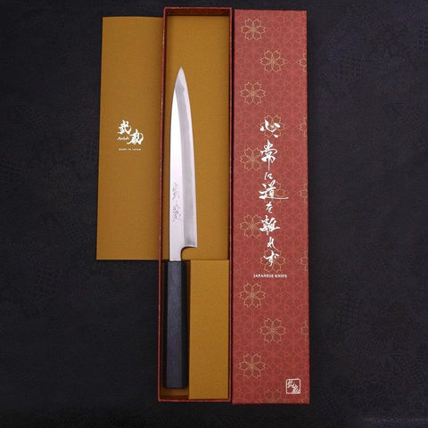 Yanagiba Blue Steel #2 Kasumi Dark-Blue Urushi Handle 210mm-[Musashi]-[Japanese-Kitchen-Knives]