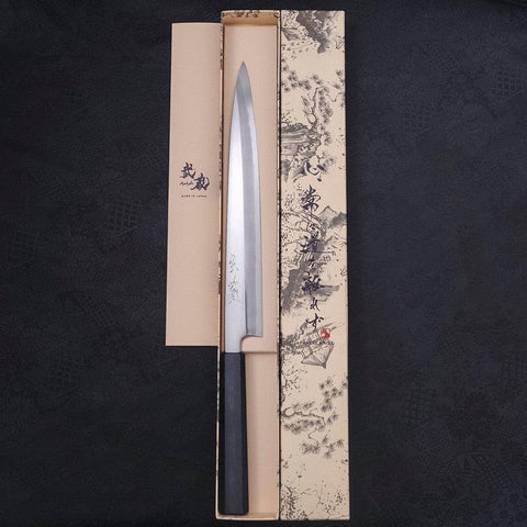 Yanagiba Blue Steel #2 Kasumi Dark-Blue Urushi Handle 270mm-[Musashi]-[Japanese-Kitchen-Knives]